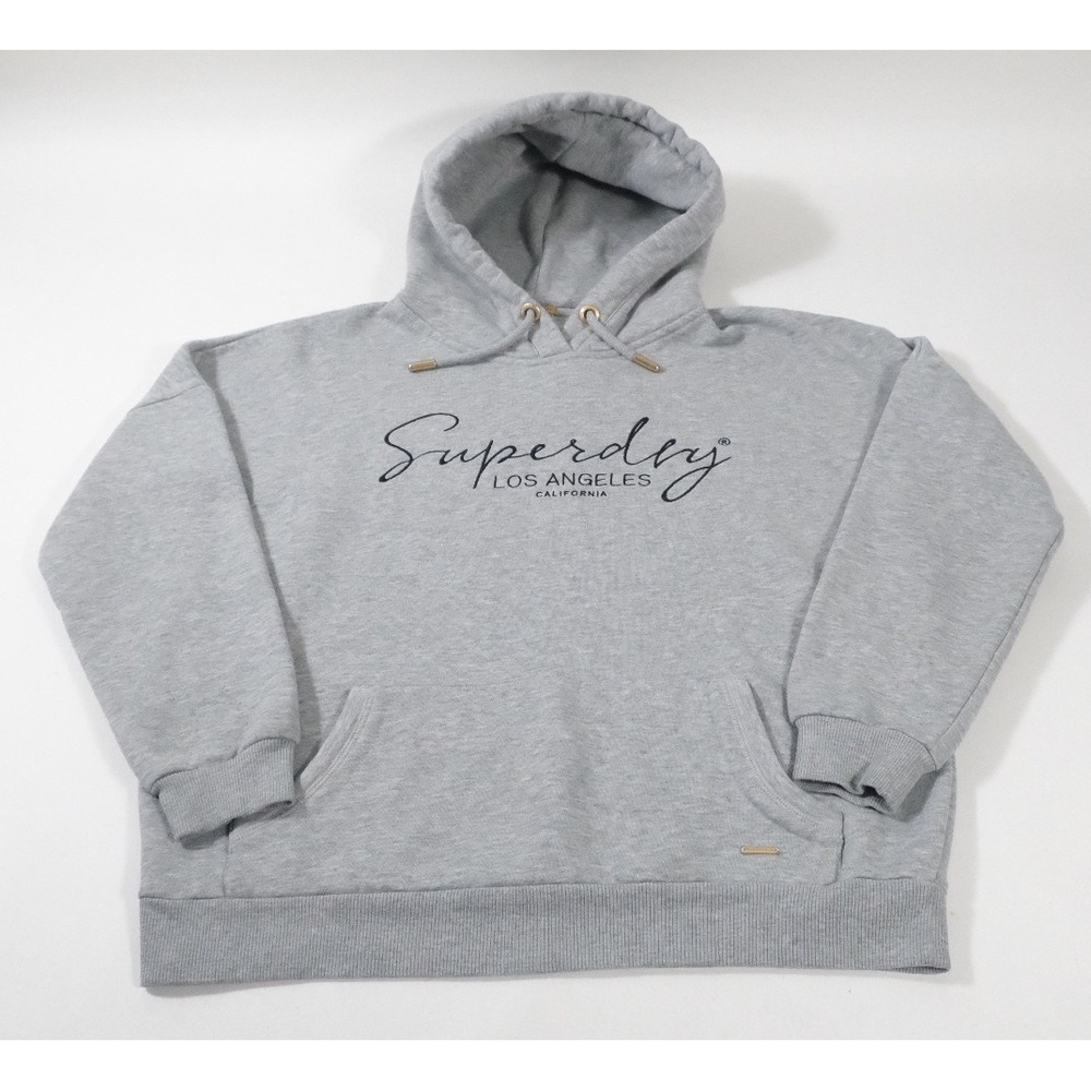 Superdry Hoodie Womens US 8 Gray Los Angeles California Pullover Fleece